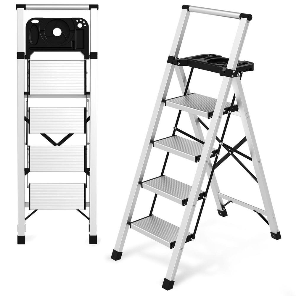 3.4 ft. Aluminum Lightweight Step Ladder (8 ft. Reach Height) Tray Included, 600 lb. Load Capacity with Non-Marring Feet price history on PriceWatchPro