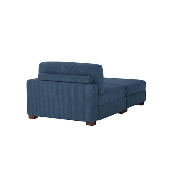 Uixe Modern Navy Blue Corduroy Polyester 2-Piece Right Arm Facing