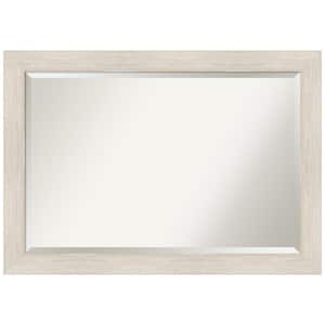Hardwood Whitewash 40.75 in. W x 28.75 in. H Wood Framed Beveled Wall Mirror in White