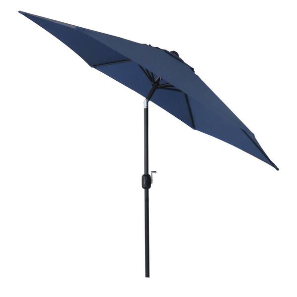 Tatayosi 9 Ft Steel Pole Outdoor Patio Market Push Button Tilt Umbrella in Navy blue