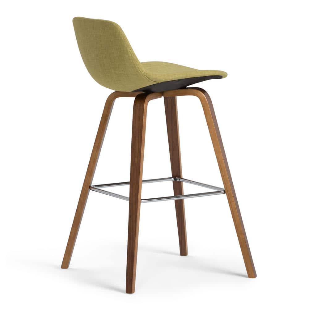 Mid-Century Modern Bentwood Counter Stool in Acid Green Linen Look