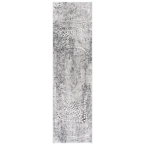 Lunara 2 x 8 Charcoal/Ivory Abstract Runner Rug