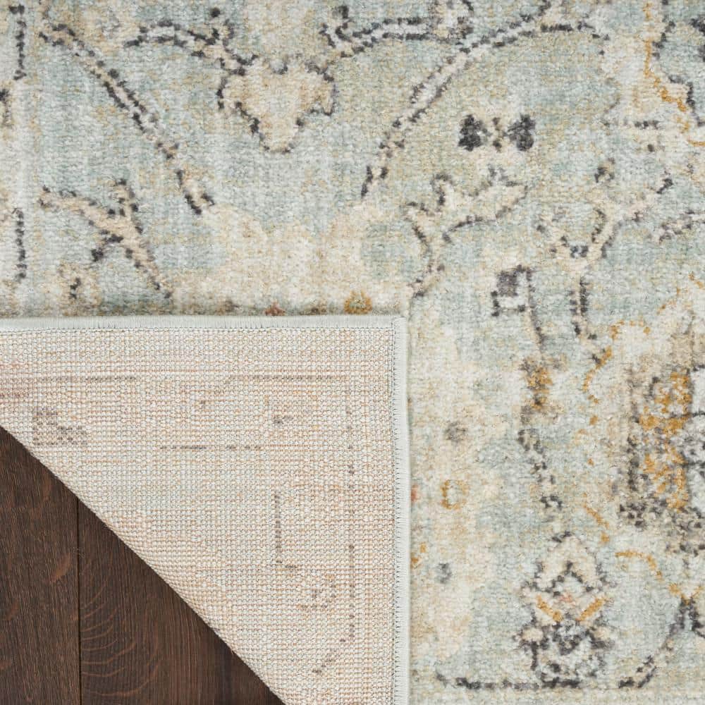 Mint Green Rectangular Synthetic Floral Area Rug 7' x 10'
