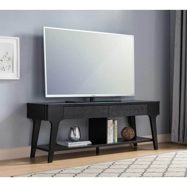 HomeRoots Black TV Stand Fits TV's up to 60 in. with Drawers and Shelves
