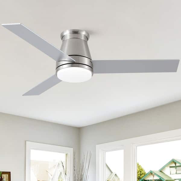 48 in. Integrated LED Indoor Brushed Nickel Ceiling Fan with Light Kit and Remote Control
