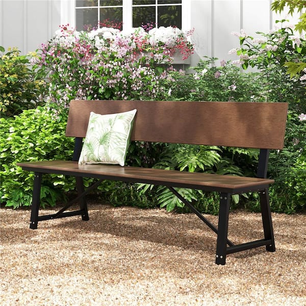 Costway 2 Pices Brown Metal Beach Chair with All-Weather HDPE Seat and Back Heavy-Duty Metal Support