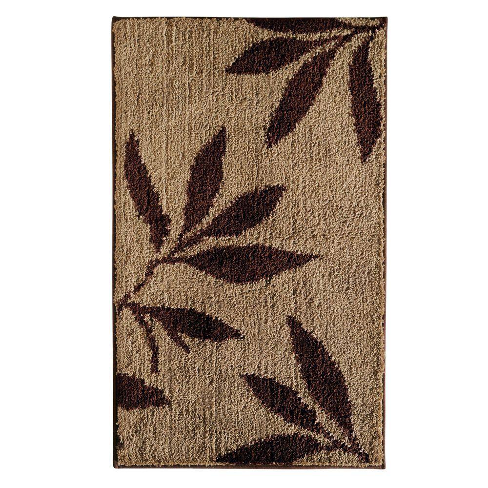 Interdesign Leaves 34 In X 21 In Bath Rug In Brown Tan 17411 The Home Depot Interdesign Leaves 34 In X 21 In Bath Rug In Brown Tan 17411 The Home Depot
