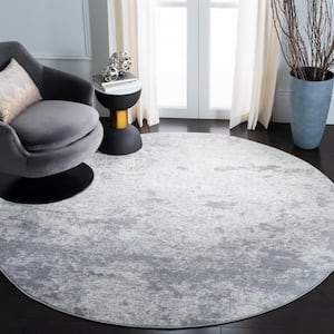 Brentwood Gray/Ivory 7 ft. x 7 ft. Round Abstract Area Rug