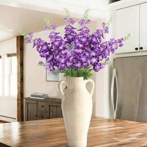 34 in. Purple Artificial Delphinium Flower Stem Spray (Set of 6)