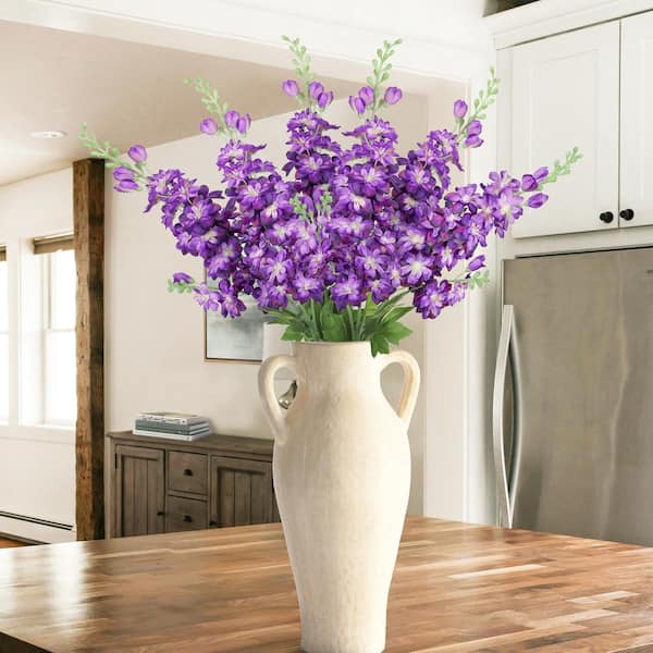 34 in. Purple Artificial Delphinium Flower Stem Spray (Set of 6)