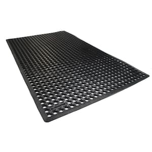 K-Series Comfort Tract Black 36 in. x 60 in. x 1/2 in. Indoor/Outdoor Rubber Non-Slip Grease-Resistant Drain-Through Mat