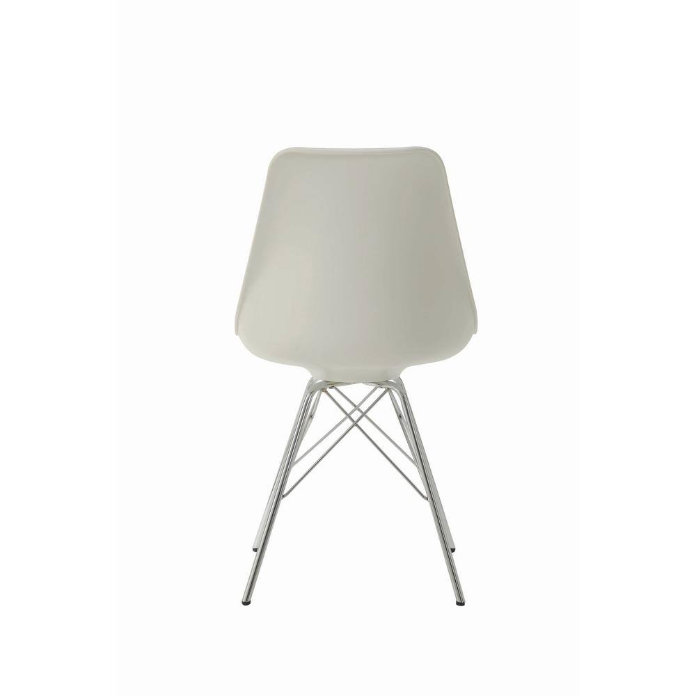White Metal Contemporary Side Chair with Padded Seat