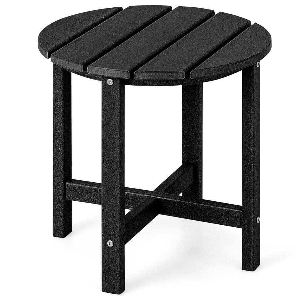 Outdoor 18 in. Round Weather-Resistant Adirondack Side Table, Black