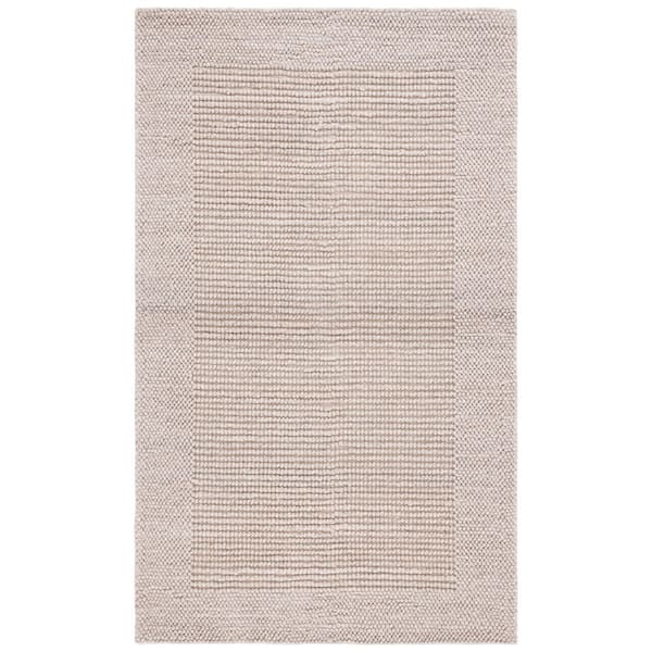 Natura 9 ft. x 12 ft. Beige Solid Border Area Rug