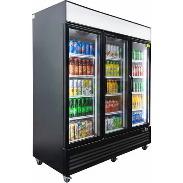 64.5 in. 46.1 cu. ft. Auto/Cycle Defrost Commercial 3-Glass Door Refrigerator EDC42M in Black