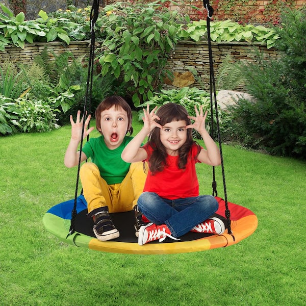 Costway 40 in. Multi-color Flying Saucer Tree Web Swing Play