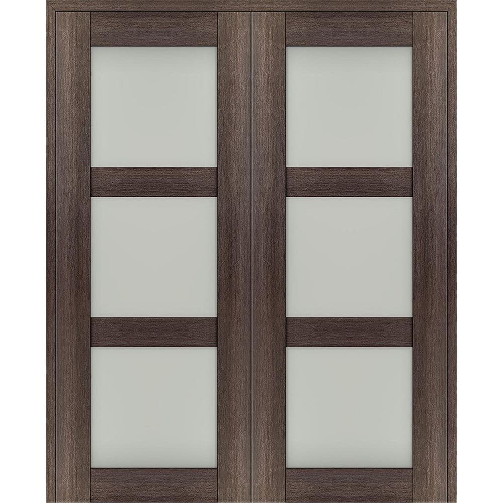 Avon 3 Lite N 48 in. x 80 in. Both Active 3-Lite Frosted Glass Veralinga Oak Wood Composite Double Prehung French Door price history on PriceWatchPro