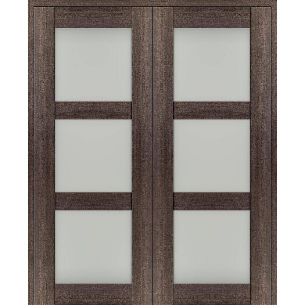 Avon 3 Lite N 72 in. x 80 in. Both Active 3-Lite Frosted Glass Veralinga Oak Wood Composite Double Prehung French Door price history on PriceWatchPro