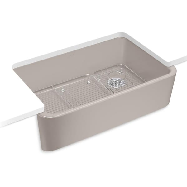 KOHLER Ironridge 34 in. Undermount Single-Bowl Truffle Cast Iron Farmhouse Kitchen Sink