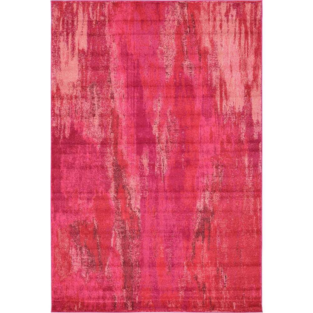 Abstract Pink Bliss 6'x9' Synthetic Easy-Care Area Rug