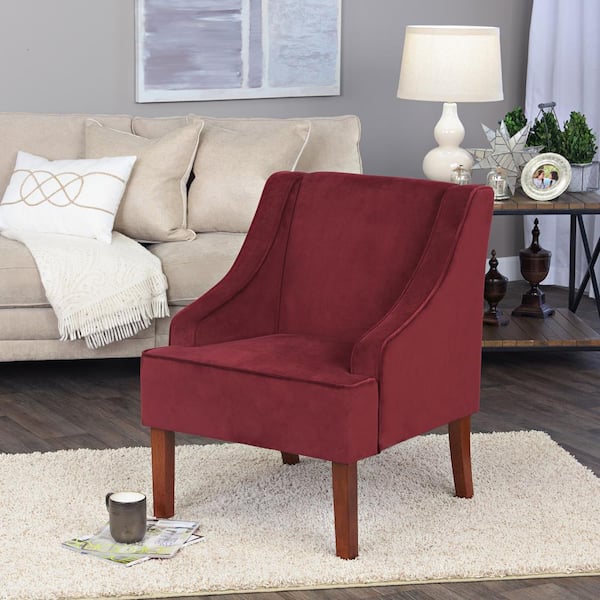 Swoop Arm Velvet Accent Chair Berry