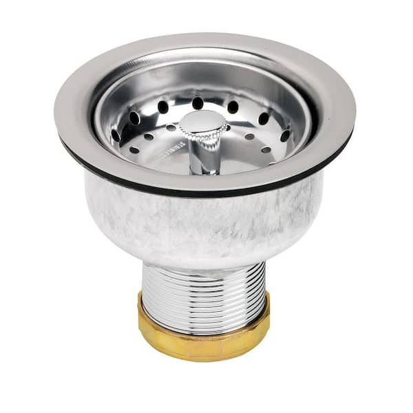 The Plumber's Choice 3-1/2 in. - 4 in. HeavyDuty Kitchen Sink Stainless  Steell Drain Assembly with Strainer Basket Stopper ESS2157 - The Home Depot