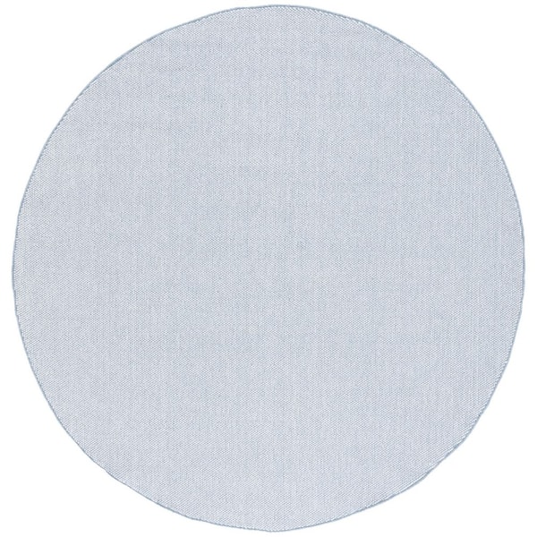 River 7 ft. x 7 ft. Blue/Ivory Solid Marle Round Area Rug