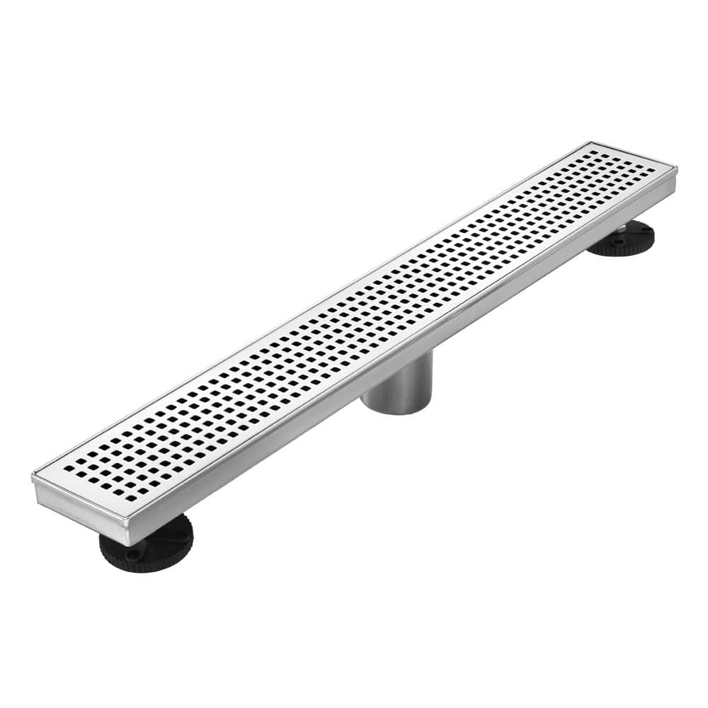 Elegante Drain Collection Square Hole Pattern Cover 3.31-in x 32-in Stainless Steel Linear Shower Drain | KD01A112-32