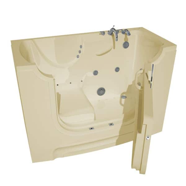 Universal Tubs Nova Heated Wheelchair Accessible 5 ft. Walk-In Air and Whirlpool Jetted Tub in Biscuit with Chrome Trim