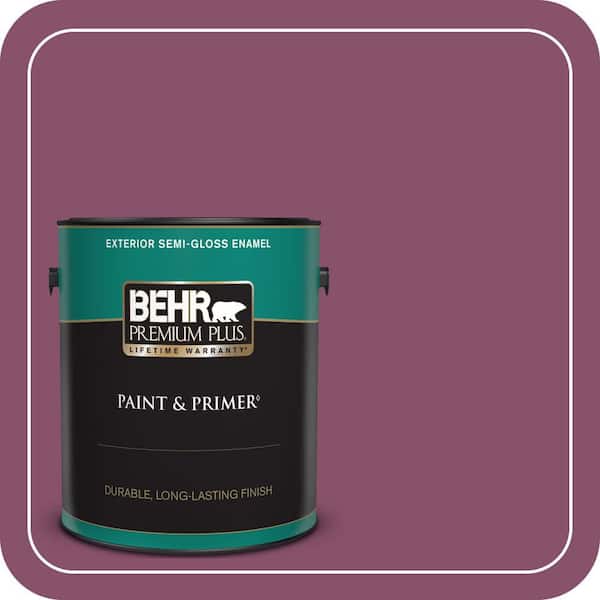 BEHR PREMIUM PLUS 1 gal. #M120-7 Raspberry Crush Semi-Gloss Enamel Exterior Paint & Primer