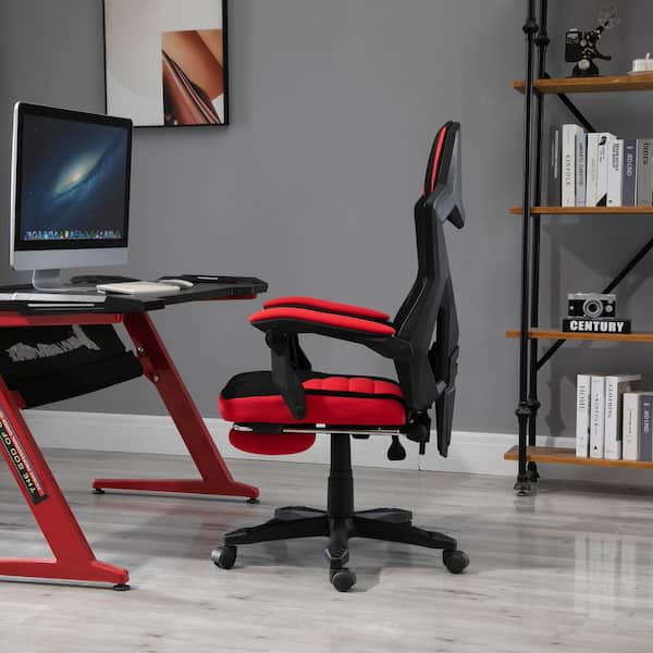 Erommy Computer Gaming Chair High Back, Height Adjustment Swivel Rocker  with Headrest and Support Lumbar Pillow, Red 