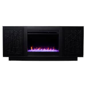 Delgrave 60 in. Color Changing Electric Fireplace with Media Storage in Black