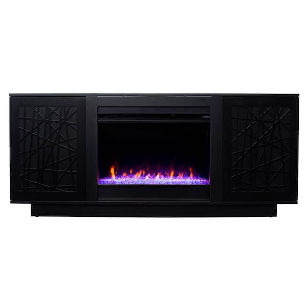 Delgrave 60 in. Color Changing Electric Fireplace with Media Storage in Black