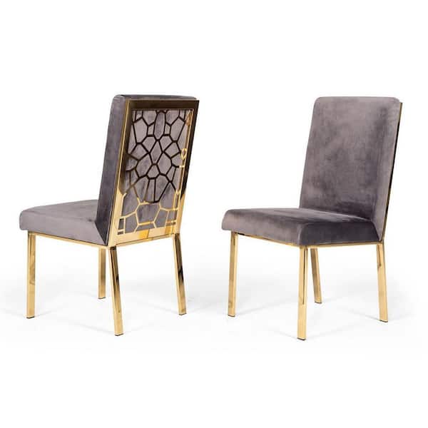 Reba Modern Grey Velvet Dining Chair (Set of 2)