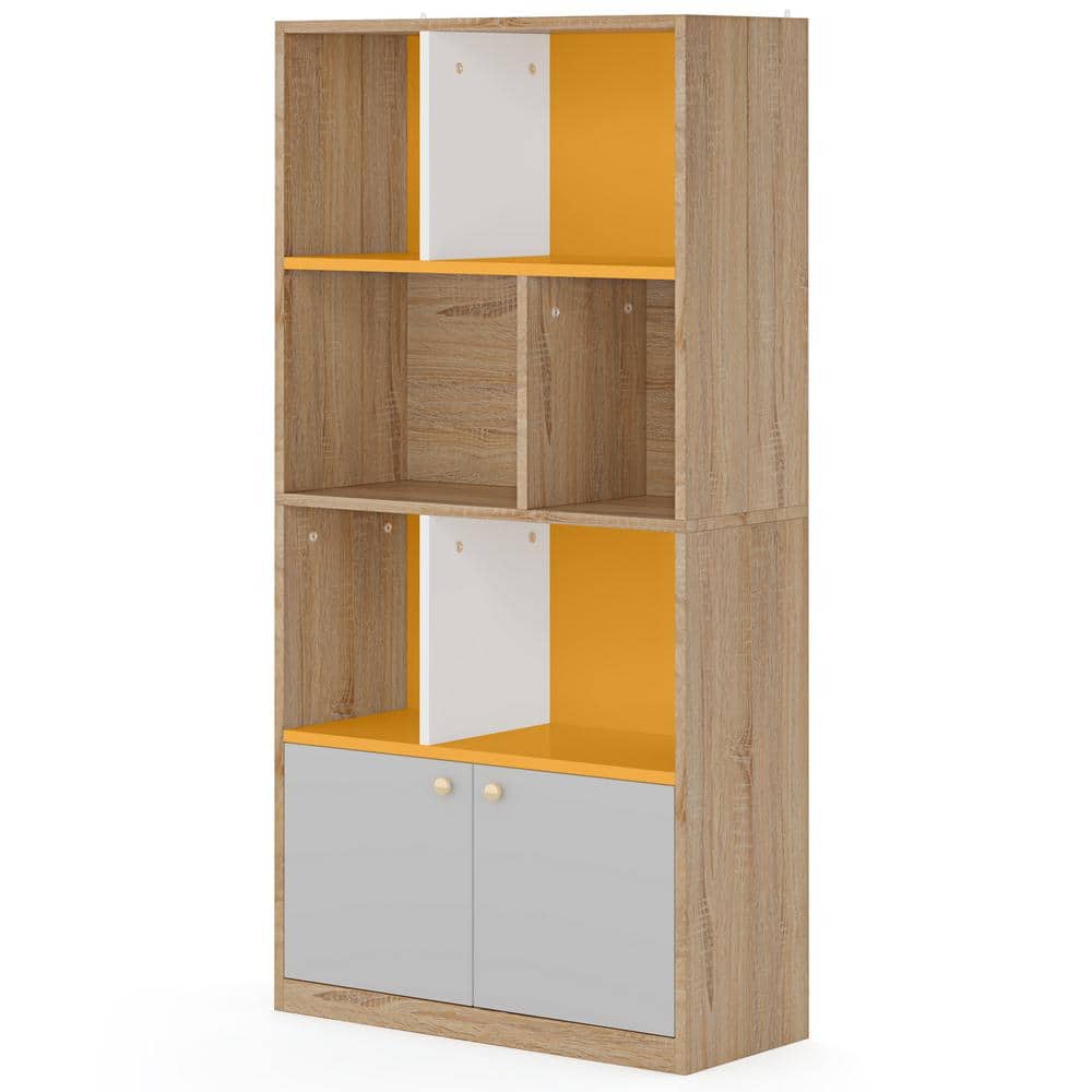 TRIBESIGNS WAY TO ORIGIN Frailey Yellow White Gray 64.96 in. H Bookcase