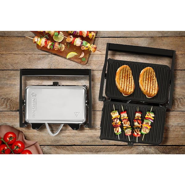 Pompotops Heavy Duty BBQ Accessories, Circular Striped Meat Pressing Plate  With Beech Handle Steak Meat Pressing Machine For Barbecue