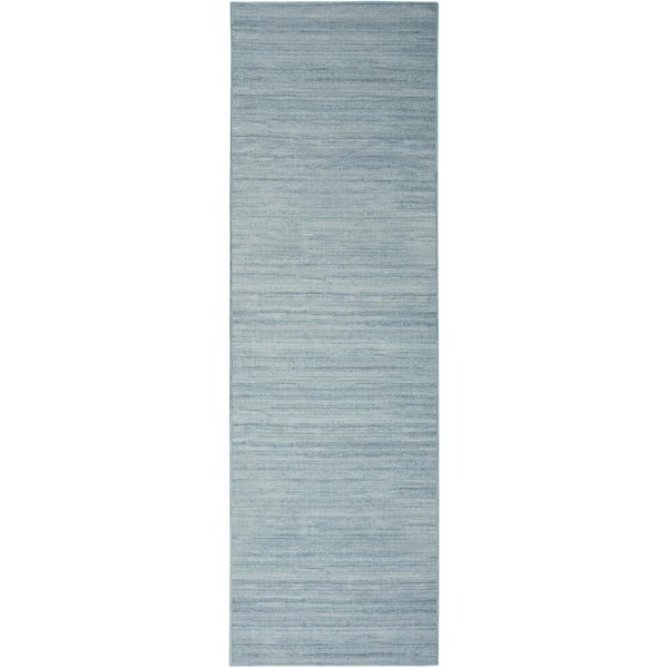 Nourison Washable Essentials Aqua 2 ft. x 10 ft. All-over design Contemporary Runner Area Rug