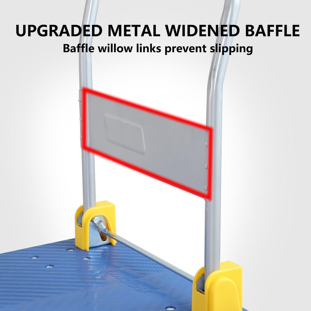 Platform Truck with 880lb Weight Capacity and 360 Degree Swivel Wheels, Foldable Push Hand Cart for Loading and Storage, Blue
