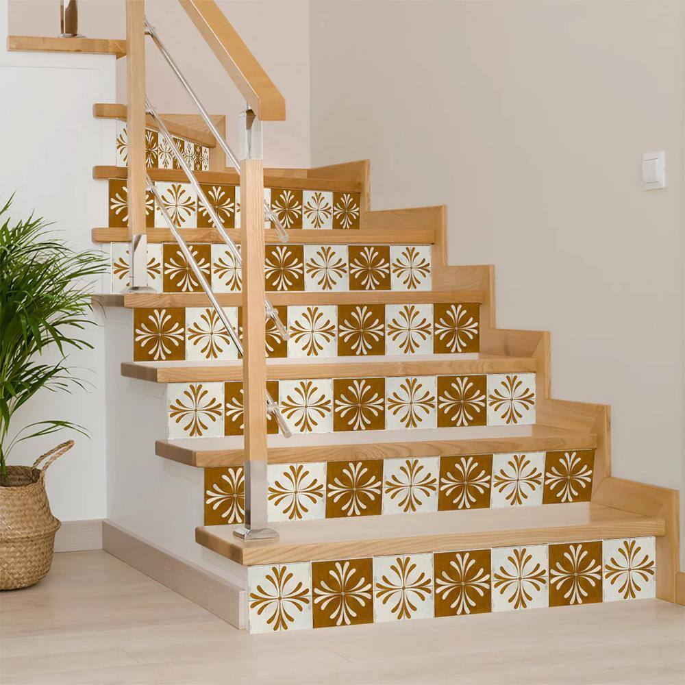 Vintage Gold and Beige Vinyl Peel and Stick Tile Set