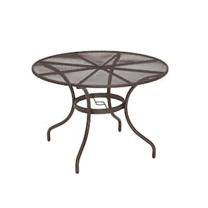 42 in. Mix and Match Brown Mesh Metal Round Outdoor Patio Dining Table