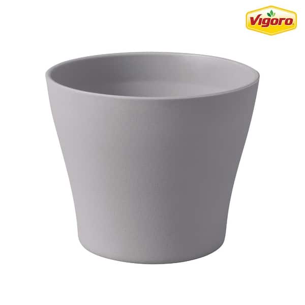 Vigoro 4.4 in. Hayward Small Smoked Gray Plastic Planter (4.4 in. D x 3.7 in. H)