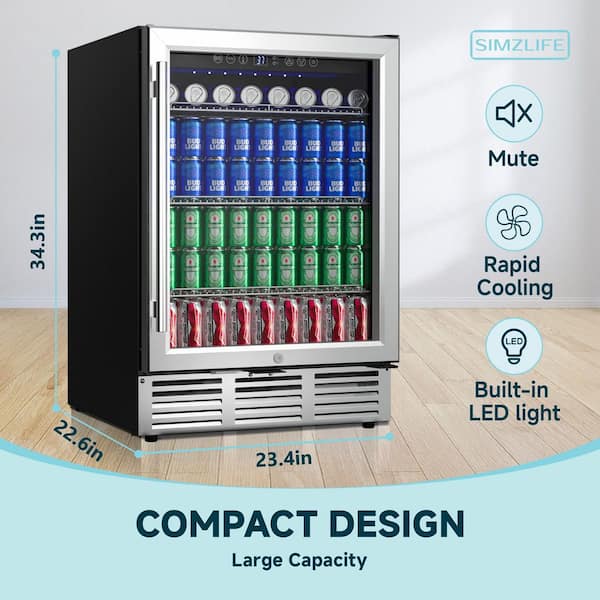 SIMZLIFE 23.5 in. Single Zone 180-Cans Undercounter Freestanding