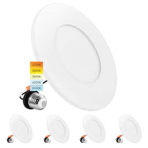 3-4 in. Integrated LED Flush Mount & Recessed Light, 7.5W, 5CCT, 650LM, Dimmable, J-Box or 4 in. Housing (4-Pack)
