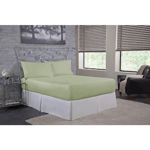 300TC 4-Piece Sage Solid Cotton Queen Sheet Set