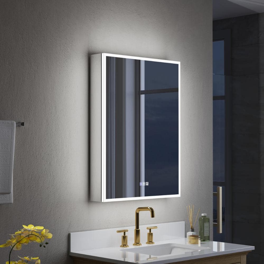 24 in. W x 30 in. H Rectangular Aluminum LED Medicine Cabinet with Mirror, 3X Magnify Mirror, Left Soft Close Door price history on PriceWatchPro