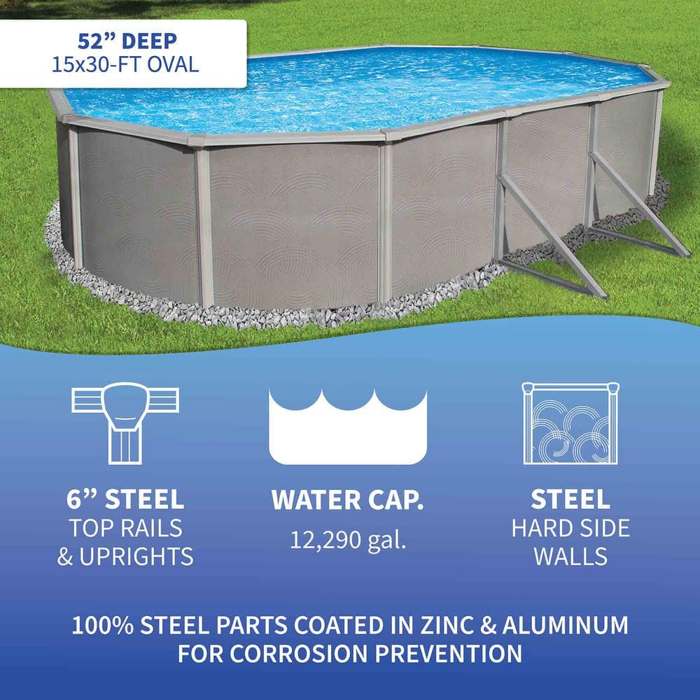 Belize 30' x 15' Oval Steel Above Ground Pool with Pump