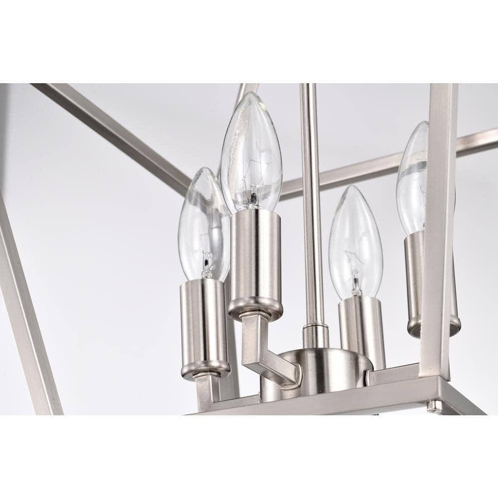 Modern Farmhouse 4-Light Brushed Nickel Lantern Pendant