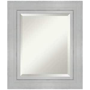 Romano Silver 23.25 in. x 27.25 in. Beveled Rectangle Wood Framed Bathroom Wall Mirror in Silver