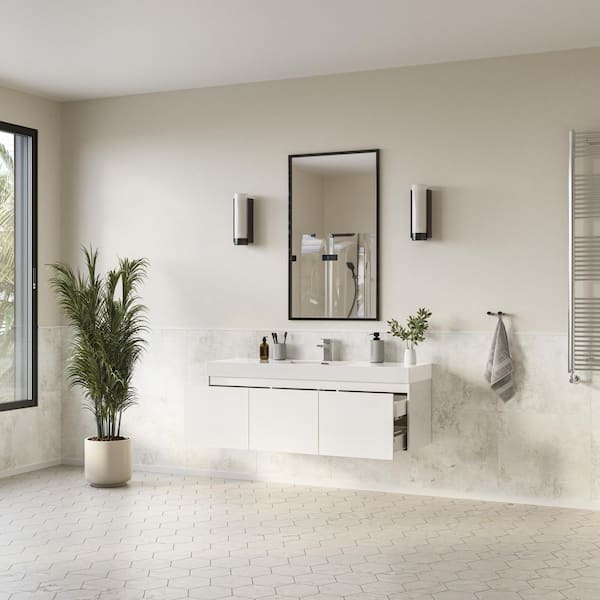 Fresca Mezzo 60 in. Modern Wall Hung Bath Vanity in White with