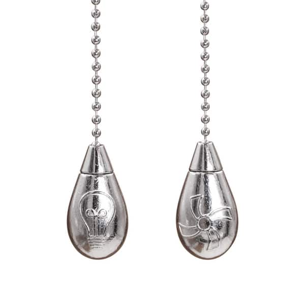 Commercial Electric 6 in. Brushed Nickel Light Bulb and Fan Pull Chain Set
